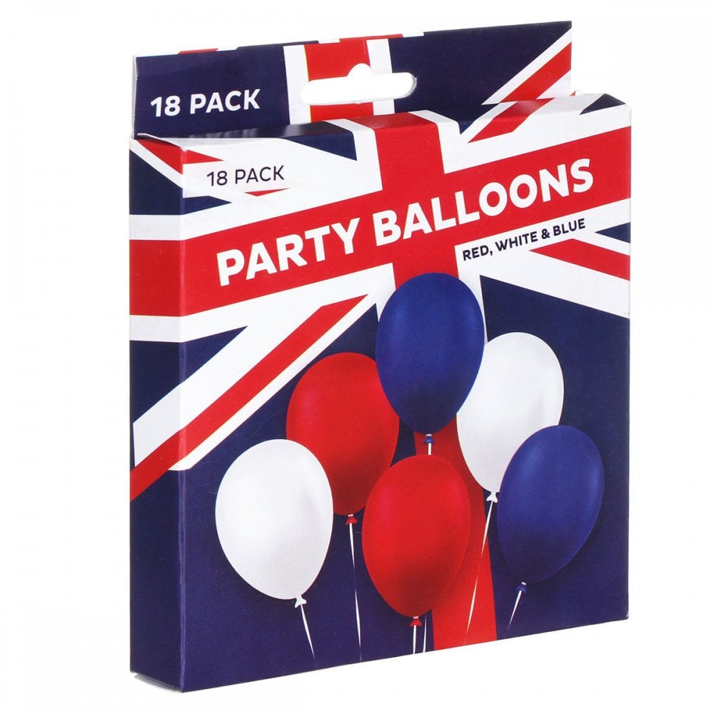 18 pack of Balloons. Red White & Blue. Party